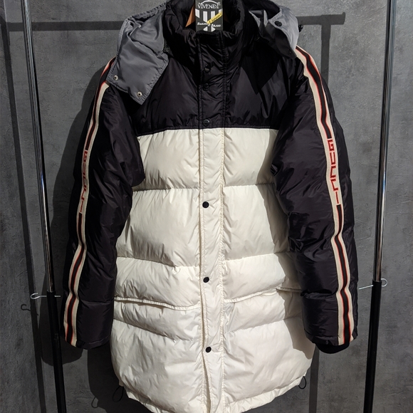 nylon coat with gucci stripe
